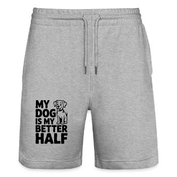 Mein Hund ist meine bessere Hälfte - Stanley/Stella Unisex Bio Joggingshorts Trainer  - Grau meliert - Vorne - Nik (191cm) & Marisol (170cm)