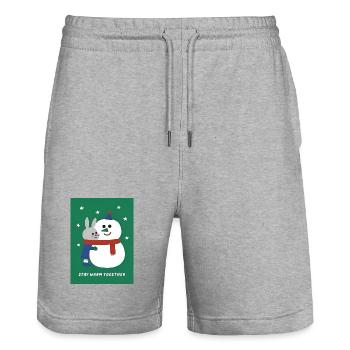 Winter Holiday Design - Stanley/Stella Unisex Bio Joggingshorts Trainer  - Grau meliert - Vorne - Nik (191cm) & Marisol (170cm)