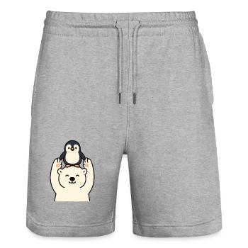 Freundschaft zwischen Eisbär und Pinguin - Stanley/Stella Unisex Bio Joggingshorts Trainer  - Grau meliert - Vorne - Nik (191cm) & Marisol (170cm)