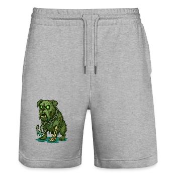 Zombie Bulldog with Anchor Chain Horror - Stanley/Stella Trainer Unisex Organic Jogging Shorts - heather grey - Front - Nik (191cm) & Marisol (170cm)