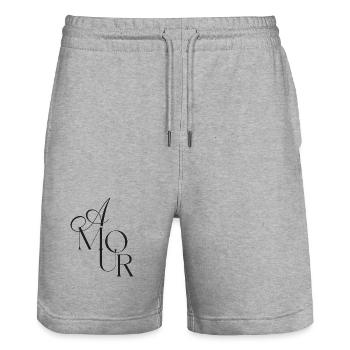 Elegantes Monogramm Amour  - Stanley/Stella Unisex Bio Joggingshorts Trainer  - Grau meliert - Vorne - Nik (191cm) & Marisol (170cm)
