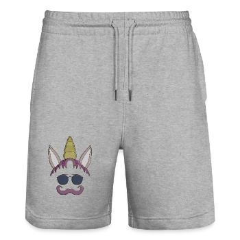 Einhorn-Schnurrbart - Stanley/Stella Unisex Bio Joggingshorts Trainer  - Grau meliert - Vorne - Nik (191cm) & Marisol (170cm)