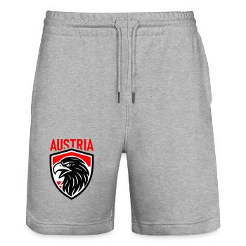 Österreich Adler Wappen AUSTRIA - Stanley/Stella Unisex Bio Joggingshorts Trainer  - Grau meliert - Vorne - Nik (191cm) & Marisol (170cm)