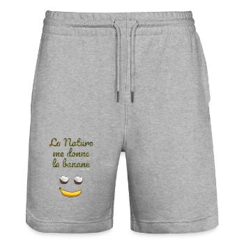 Lanature me donne la banane - Short de jogging bio TRAINER Stanley/Stella unisexe - gris chiné - Devant - Nik (191cm) & Marisol (170cm)