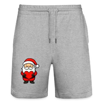 Santa Claus with a heart - Stanley/Stella Trainer Unisex Organic Jogging Shorts - heather grey - Front - Nik (191cm) & Marisol (170cm)