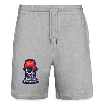 Skull Space Helmet - Stanley/Stella Trainer Unisex Organic Jogging Shorts - heather grey - Front - Nik (191cm) & Marisol (170cm)