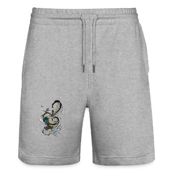 Silhouettes florales avec des points dorés - Short de jogging bio TRAINER Stanley/Stella unisexe - gris chiné - Devant - Nik (191cm) & Marisol (170cm)