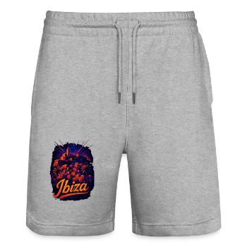 Ibiza Insel Urlaub Silhouette Sommer Geschenk - Stanley/Stella Unisex Bio Joggingshorts Trainer  - Grau meliert - Vorne - Nik (191cm) & Marisol (170cm)
