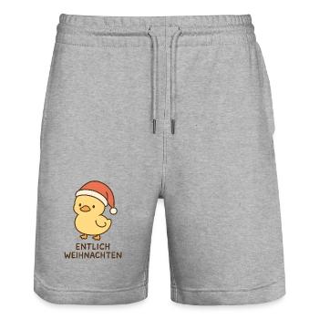 Entlich Weihnachten Küken - Stanley/Stella Unisex Bio Joggingshorts Trainer  - Grau meliert - Vorne - Nik (191cm) & Marisol (170cm)