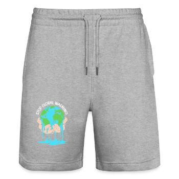 Klimawandel Umwelt Umweltschutz - Stanley/Stella Unisex Bio Joggingshorts Trainer  - Grau meliert - Vorne - Nik (191cm) & Marisol (170cm)
