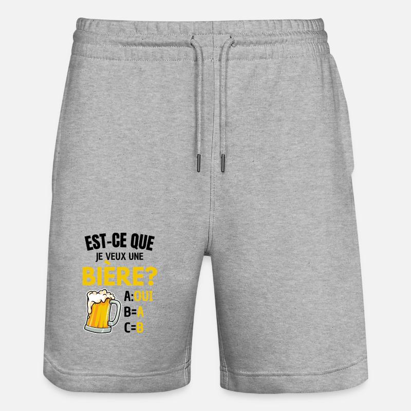 Will ich ein Bier? Beauf Alkoholwitz - Stanley/Stella Unisex Bio Joggingshorts Trainer  - Grau meliert