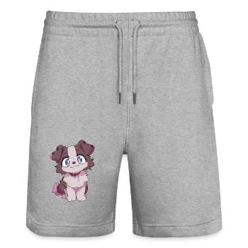 Cute Cartoon Puppy Illustration - Stanley/Stella Unisex Bio Joggingshorts Trainer  - Grau meliert - Vorne - Nik (191cm) & Marisol (170cm)