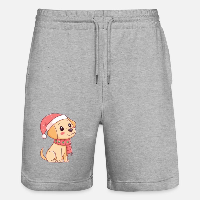 Chiot festif au bonnet de Noël - Short de jogging bio TRAINER Stanley/Stella unisexe - gris chiné