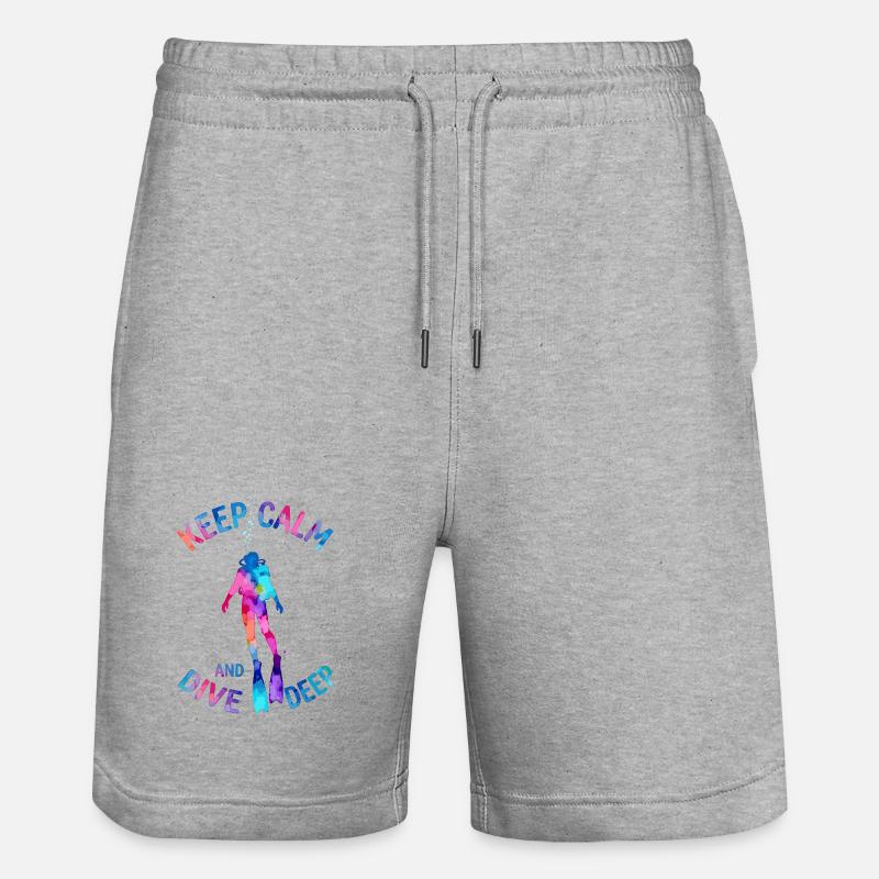 Keep Calm Dive Deep Bunter Taucher - Stanley/Stella Unisex Bio Joggingshorts Trainer  - Grau meliert