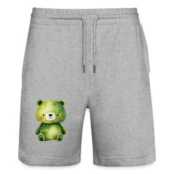 Soft Bear – Zartes Universum der Kindheit - Stanley/Stella Unisex Bio Joggingshorts Trainer  - Grau meliert - Vorne - Nik (191cm) & Marisol (170cm)