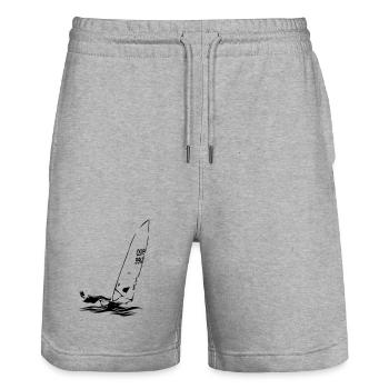 Régate de voilier dériveur laser ILCA Sports de voile - Short de jogging bio TRAINER Stanley/Stella unisexe - gris chiné - Devant - Nik (191cm) & Marisol (170cm)