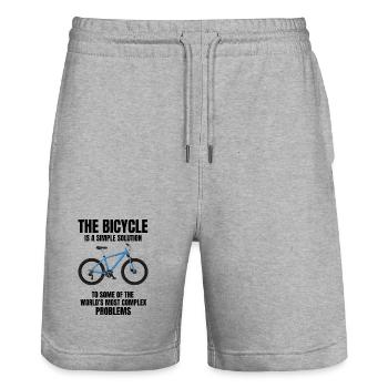 Cycliste cycliste Instructeur de cyclisme amateur de vélo - Short de jogging bio TRAINER Stanley/Stella unisexe - gris chiné - Devant - Nik (191cm) & Marisol (170cm)