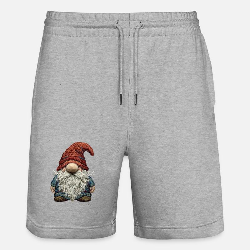 Gnome en aspect brodé (imprimé) - Short de jogging bio TRAINER Stanley/Stella unisexe - gris chiné