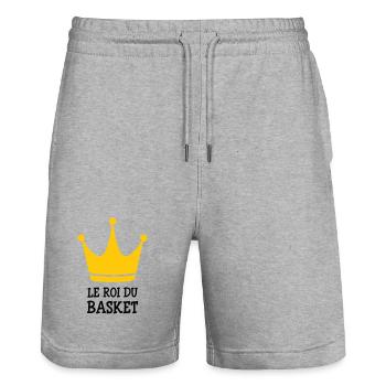 The King of Basketball - Stanley/Stella Trainer Unisex Organic Jogging Shorts - heather grey - Front - Nik (191cm) & Marisol (170cm)