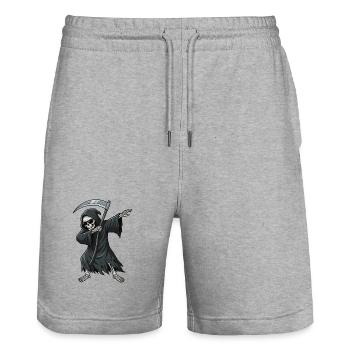 Dabbender Sensenmann – lustiges Skull Cartoon - Stanley/Stella Unisex Bio Joggingshorts Trainer  - Grau meliert - Vorne - Nik (191cm) & Marisol (170cm)
