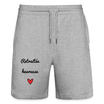 RETRAITEE. RETRAITE. RETRAITEE. RETRAITE - Short de jogging bio TRAINER Stanley/Stella unisexe - gris chiné - Devant - Nik (191cm) & Marisol (170cm)