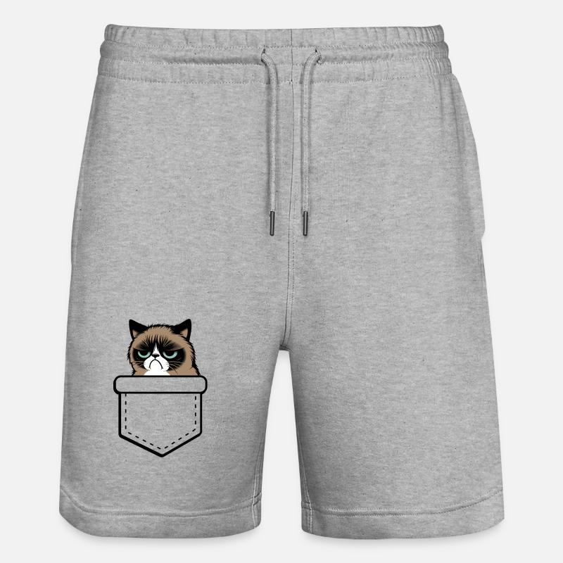 grumpy - Stanley/Stella Trainer Unisex Organic Jogging Shorts - heather grey