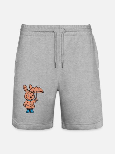 Cute Bunny Raincoat Umbrella - Stanley/Stella Trainer Unisex Organic Jogging Shorts - heather grey
