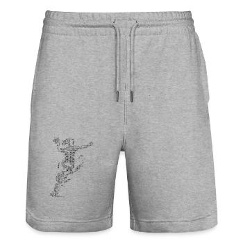 Puristisches Handball Thema fuer Frauen - Stanley/Stella Unisex Bio Joggingshorts Trainer  - Grau meliert - Vorne - Nik (191cm) & Marisol (170cm)