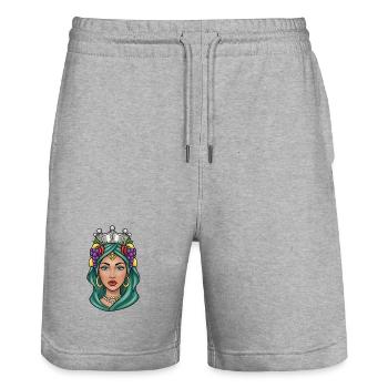 Sicily Moor's Head Woman Sicily - Stanley/Stella Trainer Unisex Organic Jogging Shorts - heather grey - Front - Nik (191cm) & Marisol (170cm)