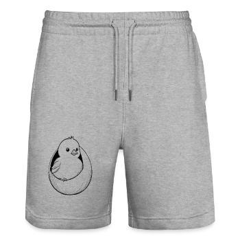 Bird quail in egg - Stanley/Stella Trainer Unisex Organic Jogging Shorts - heather grey - Front - Nik (191cm) & Marisol (170cm)