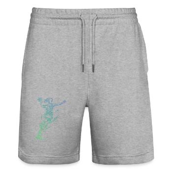 Handball Power Handball Design fuer Frauen - Stanley/Stella Unisex Bio Joggingshorts Trainer  - Grau meliert - Vorne - Nik (191cm) & Marisol (170cm)