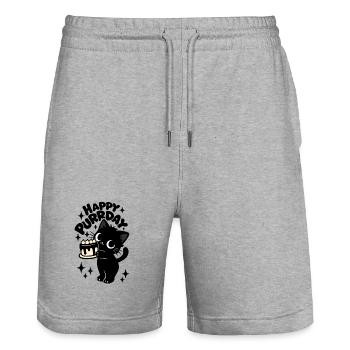 Kitchen Theft Cat | Cute Birthday Cats Motif - Stanley/Stella Trainer Unisex Organic Jogging Shorts - heather grey - Front - Nik (191cm) & Marisol (170cm)