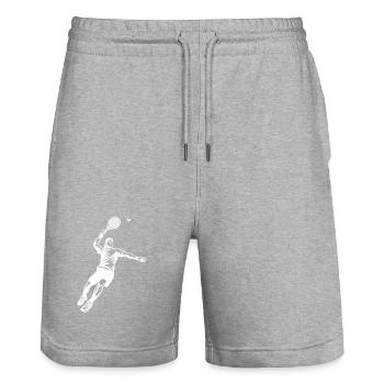 Fresh padel motif for padel players - Stanley/Stella Trainer Unisex Organic Jogging Shorts - heather grey - Front - Nik (191cm) & Marisol (170cm)