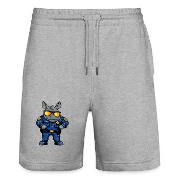 Police Rhinos / Policier Rhino - Short de jogging bio TRAINER Stanley/Stella unisexe - gris chiné - Devant - Nik (191cm) & Marisol (170cm)