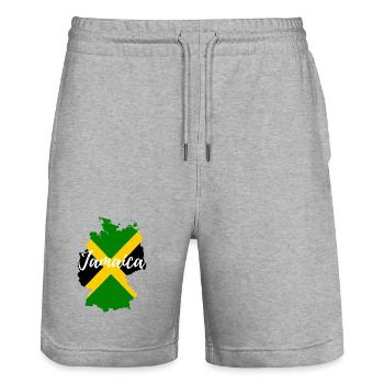 Germany goes Jamaica - Stanley/Stella Trainer Unisex Organic Jogging Shorts - heather grey - Front - Nik (191cm) & Marisol (170cm)
