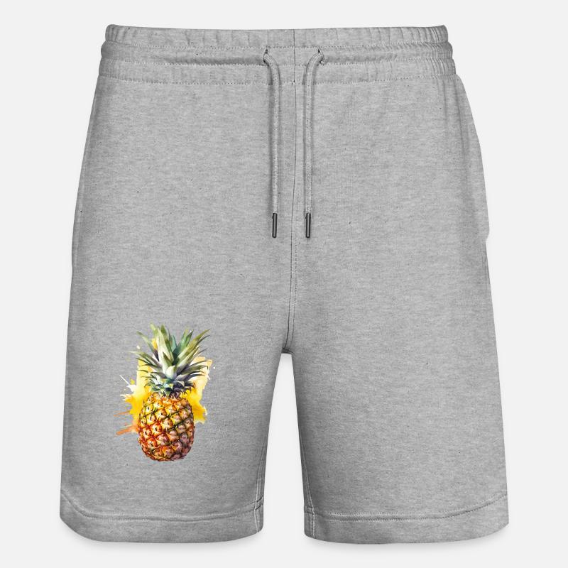 Éclaboussure d’aquarelle à l’ananas - Short de jogging bio TRAINER Stanley/Stella unisexe - gris chiné