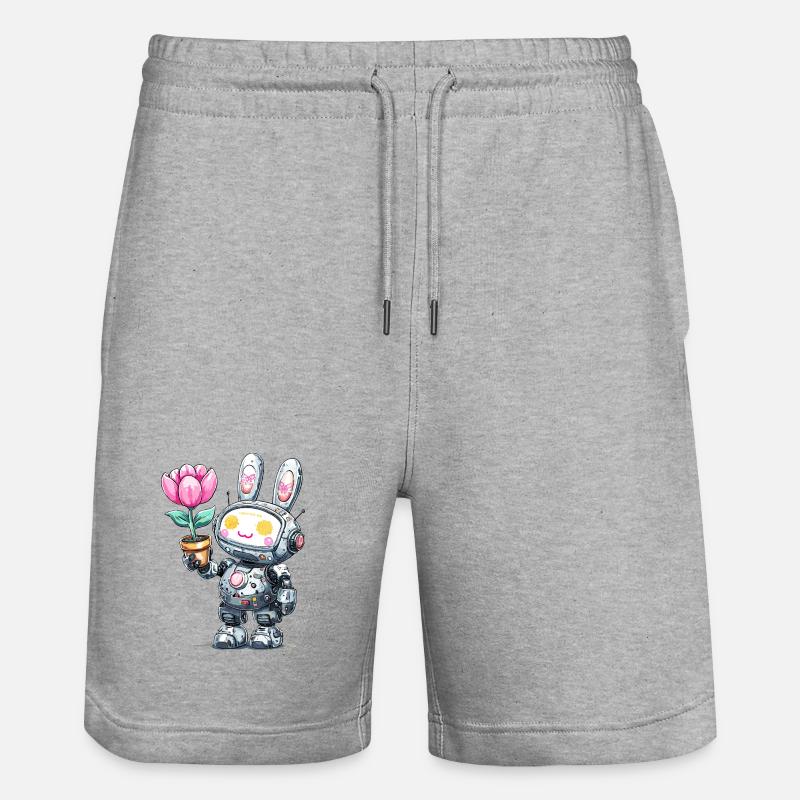 Robo-Lapin avec Fleur - Short de jogging bio TRAINER Stanley/Stella unisexe - gris chiné