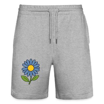 blaue Blume Blumen Geschenk Geburtstag - Stanley/Stella Unisex Bio Joggingshorts Trainer  - Grau meliert - Vorne - Nik (191cm) & Marisol (170cm)