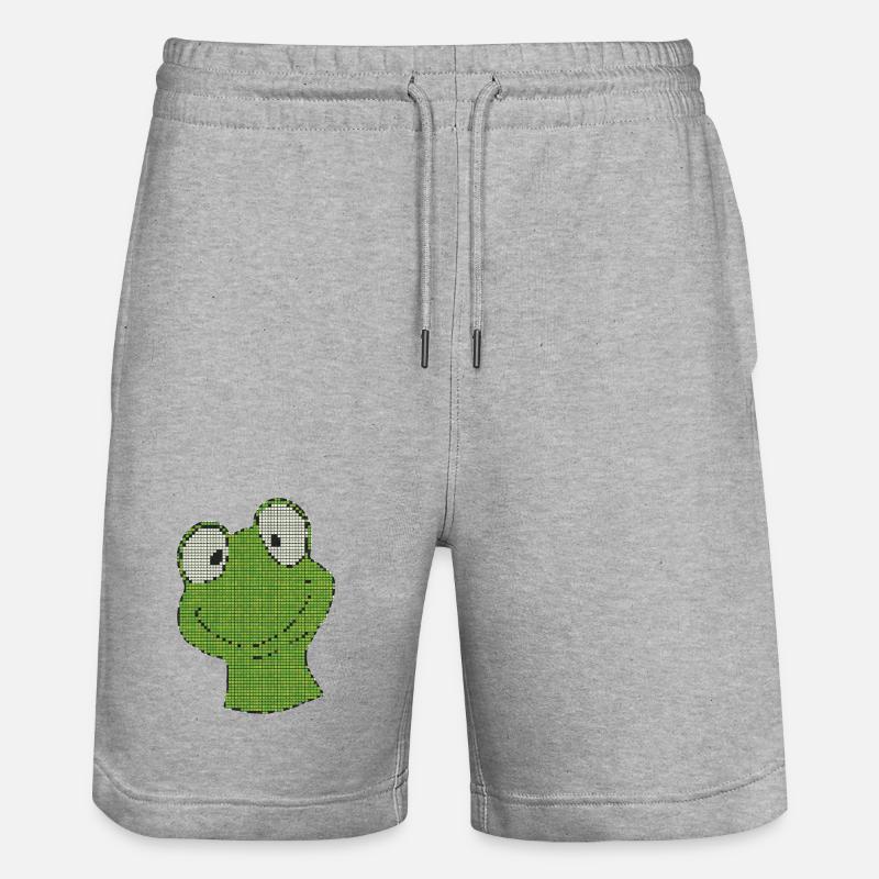 Pixel Frog Pixel Vert Smiley - Short de jogging bio TRAINER Stanley/Stella unisexe - gris chiné