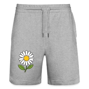 Flower White White Flowers Daisy Blossom - Stanley/Stella Trainer Unisex Organic Jogging Shorts - heather grey - Front - Nik (191cm) & Marisol (170cm)