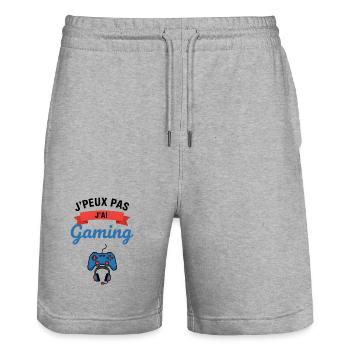 Ich kann nicht. Ich habe Gaming. - Stanley/Stella Unisex Bio Joggingshorts Trainer  - Grau meliert - Vorne - Nik (191cm) & Marisol (170cm)