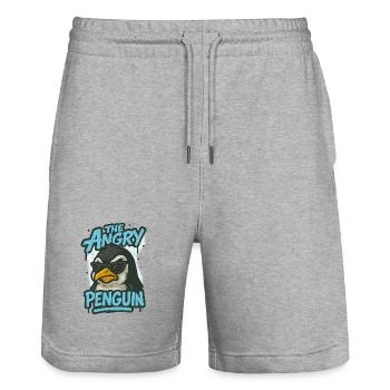 Der ärgerliche Pinguin - Stanley/Stella Unisex Bio Joggingshorts Trainer  - Grau meliert - Vorne - Nik (191cm) & Marisol (170cm)