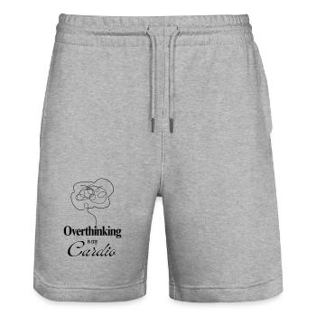 Overthinking is my Cardio Mental Health Humor Tee - Stanley/Stella Trainer Unisex Organic Jogging Shorts - heather grey - Front - Nik (191cm) & Marisol (170cm)