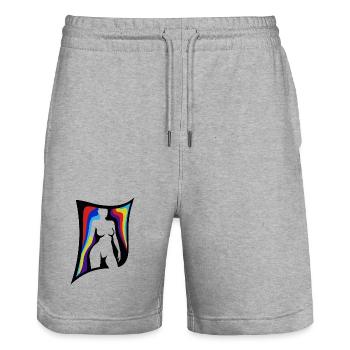 Schattenfigur mit Regenbogenflügeln - Stanley/Stella Unisex Bio Joggingshorts Trainer  - Grau meliert - Vorne - Nik (191cm) & Marisol (170cm)