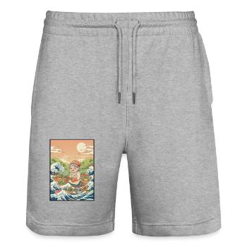 Gardener Kawaii - Stanley/Stella Trainer Unisex Organic Jogging Shorts - heather grey - Front - Nik (191cm) & Marisol (170cm)