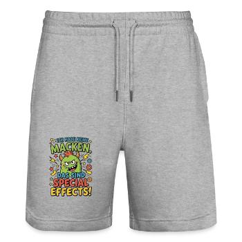 Ich Habe Keine Macken - Special Effects - Stanley/Stella Unisex Bio Joggingshorts Trainer  - Grau meliert - Vorne - Nik (191cm) & Marisol (170cm)