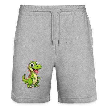 Cheerful dinosaur with spikes - Stanley/Stella Trainer Unisex Organic Jogging Shorts - heather grey - Front - Nik (191cm) & Marisol (170cm)