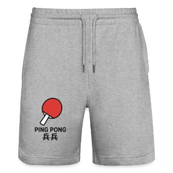 Raquette de Ping-Pong - Tennis de table - Short de jogging bio TRAINER Stanley/Stella unisexe - gris chiné - Devant - Nik (191cm) & Marisol (170cm)