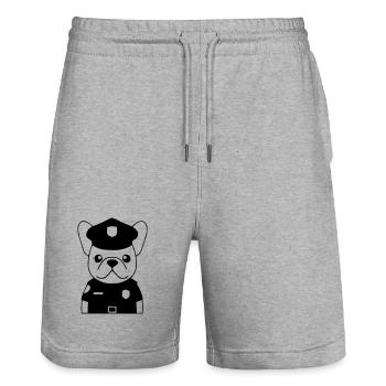 Policier Français Chien Noir - Short de jogging bio TRAINER Stanley/Stella unisexe - gris chiné - Devant - Nik (191cm) & Marisol (170cm)