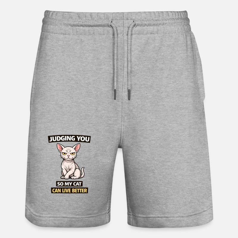 Dich beurteilen, Katze: Leb besser - Stanley/Stella Unisex Bio Joggingshorts Trainer  - Grau meliert
